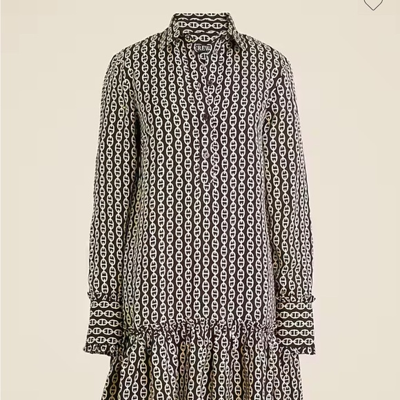 J.Crew Amelia Popover Shirtdress Chain Print Black Gold | NWOT | Size S - Picture 11 of 13